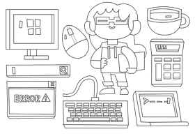 Programmer black and white vector
