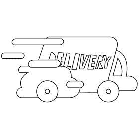 Courier car black and white clipart