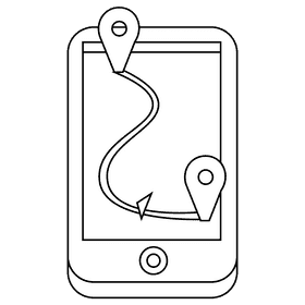 Courier path route black and white clipart