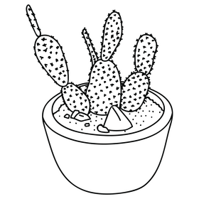 Prickly pear cactus black and white clipart