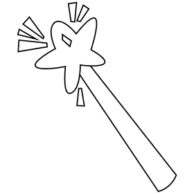 Dancer magic wand black and white clipart