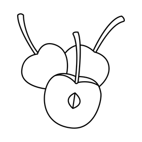 Cherries black and white clipart