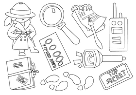 Detective black and white vector