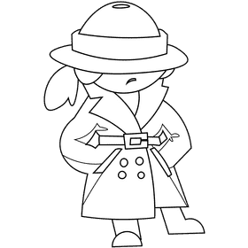 Detective black and white clipart