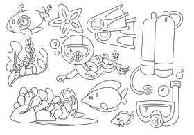 Diver black and white vector