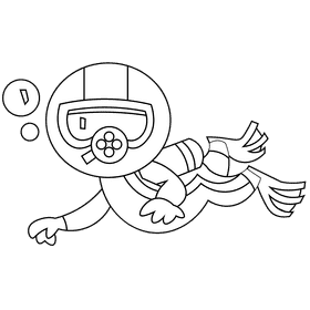 Diver black and white clipart