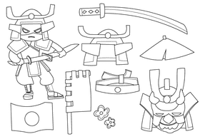 Samurai black and white vector