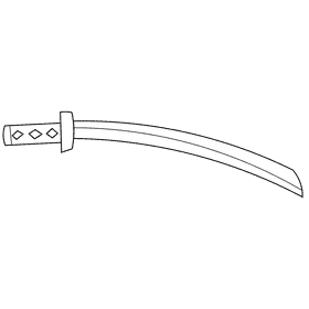 Samurai katana black and white clipart