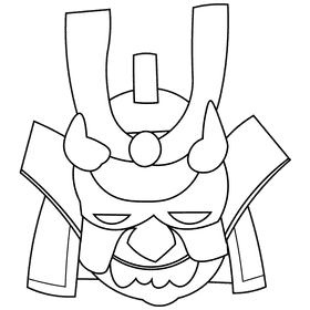 Samurai mask black and white clipart
