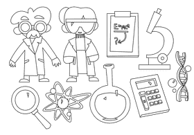 Scientist black and white vector