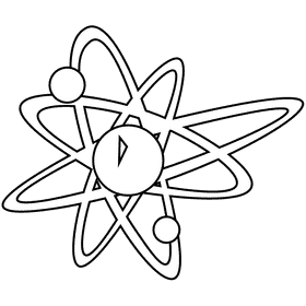 Scientist atom black and white clipart