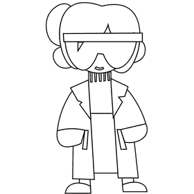 Scientist female black and white clipart