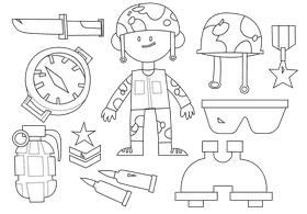 Soldier black and white vector