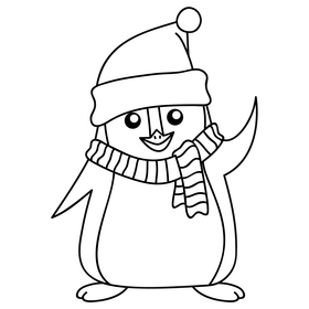 Christmas penguin black and white clipart free download