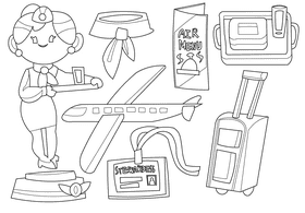 Stewardess black and white vector