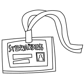 Stewardess badge black and white clipart