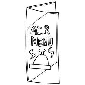 Stewardess menu black and white clipart