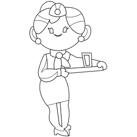 Stewardess black and white clipart