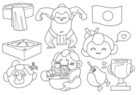 Sumo black and white vector