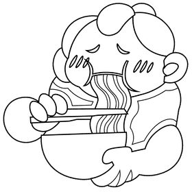 Sumo eating black and white clipart