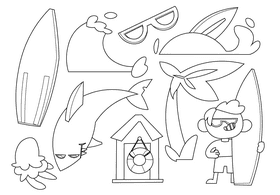 Surfer black and white vector