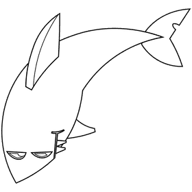Surfer shark black and white clipart