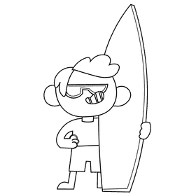 Surfer black and white clipart