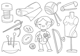 Tailor black and white vector