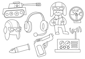 Tank soldier black and white vector