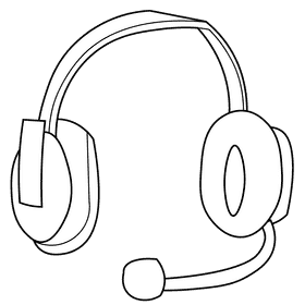 Tank soldier headphones black and white clipart