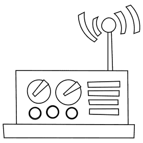 Tank soldier radio black and white clipart