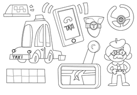 Taxi driver black and white vector