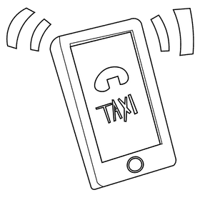 Taxi driver call black and white clipart