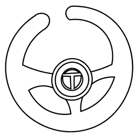 Taxi driver steering wheel black and white clipart