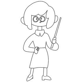 Teacher black and white clipart