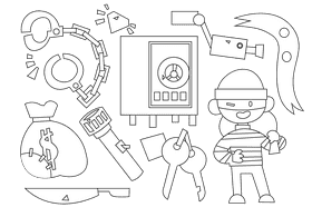 Thief black and white vector