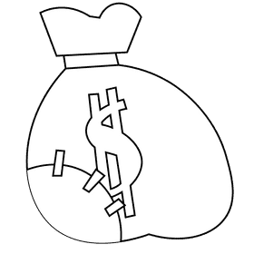 Thief bag black and white clipart