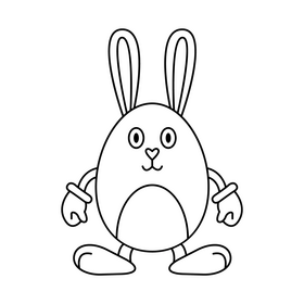 Easter rabbit egg black and white clipart