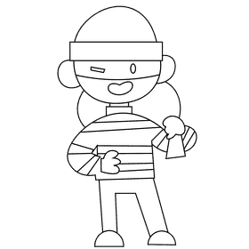 Thief black and white clipart