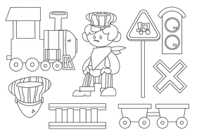 Train driver black and white vector