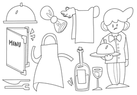 Waiter black and white vector