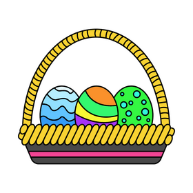 Colorful easter eggs in the basket clipart