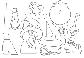 Witch black and white vector