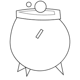 Witch cauldron black and white clipart