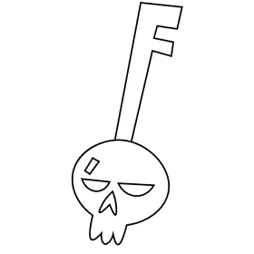 Witch key black and white clipart