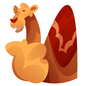 Egyptian camel decorated with bright carpet clipart