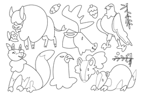 Symbols of USA animals black and white vector