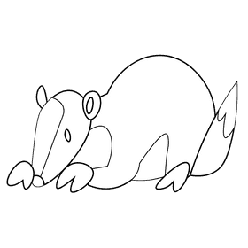 American badger black and white clipart