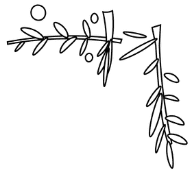 Tree branch black and white clipart
