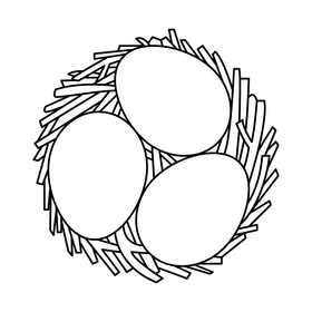 Easter eggs nest drawing black and white clipart